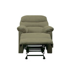 Fauteuil inclinable matelassé en microfibre vert sauge et chocolat, une place
