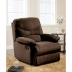 Fauteuil inclinable matelassé en microfibre vert sauge et chocolat, une place