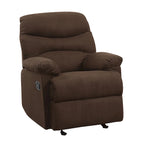 Fauteuil inclinable matelassé en microfibre vert sauge et chocolat, une place