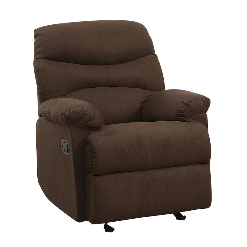 Fauteuil inclinable matelassé en microfibre vert sauge et chocolat, une place