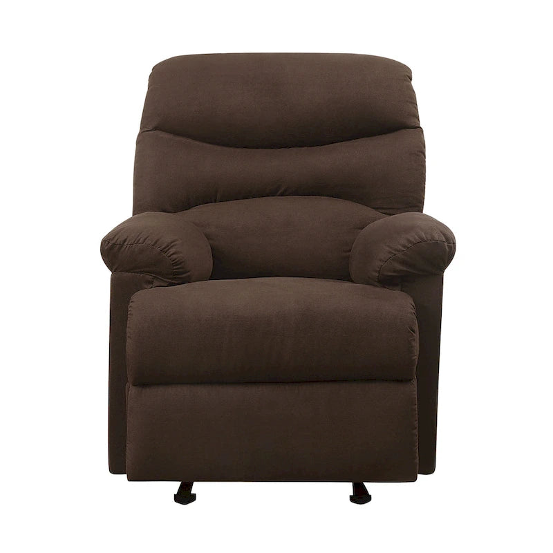 Fauteuil inclinable matelassé en microfibre vert sauge et chocolat, une place