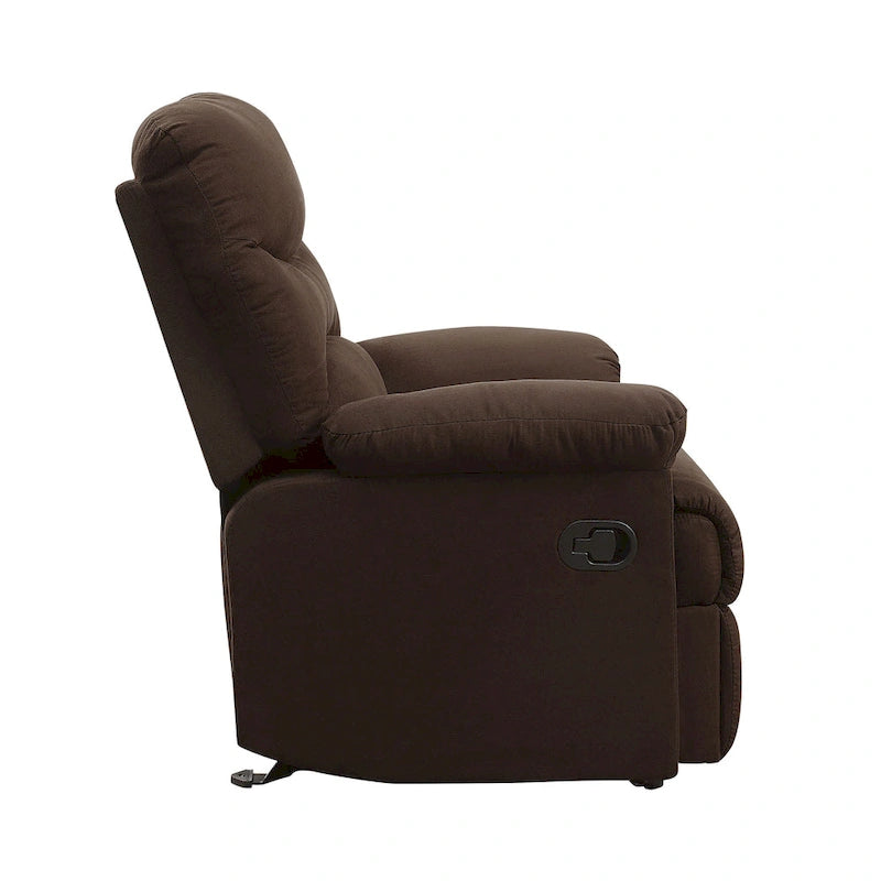 Fauteuil inclinable matelassé en microfibre vert sauge et chocolat, une place