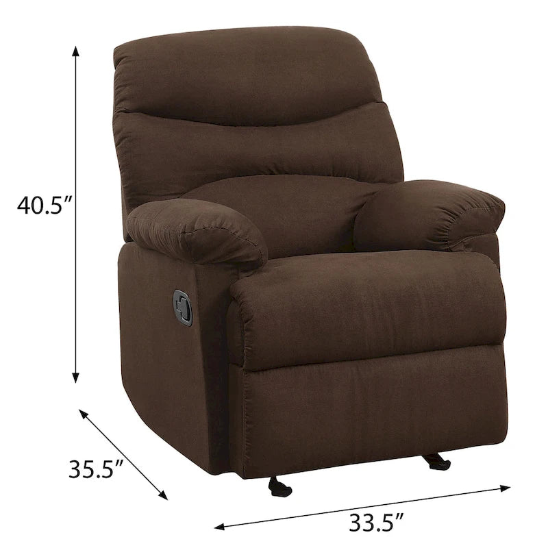 Fauteuil inclinable matelassé en microfibre vert sauge et chocolat, une place