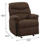 Fauteuil inclinable matelassé en microfibre vert sauge et chocolat, une place