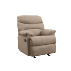 Fauteuil inclinable matelassé en microfibre vert sauge et chocolat, une place