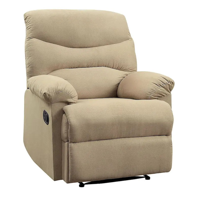 Fauteuil inclinable matelassé en microfibre vert sauge et chocolat, une place
