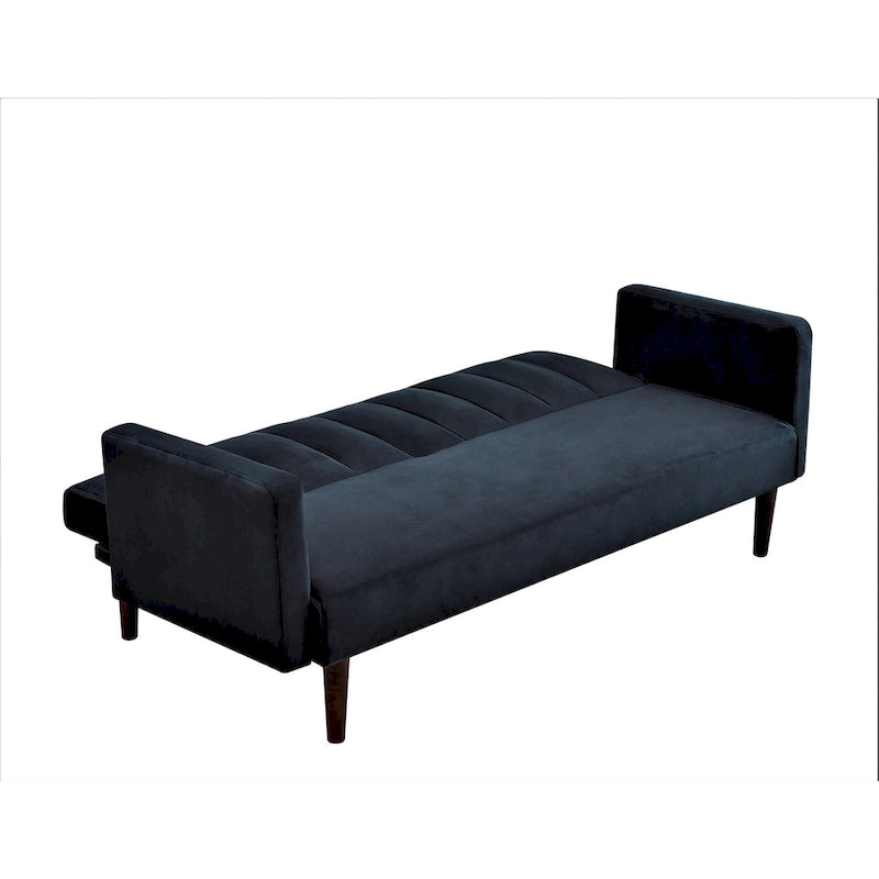 Canapé-lit convertible en velours | Capitonnage, pieds en bois | 2 places | 5 coloris