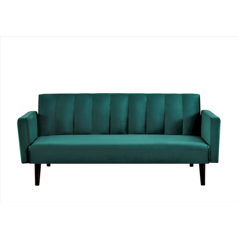 Canapé-lit convertible en velours | Capitonnage, pieds en bois | 2 places | 5 coloris