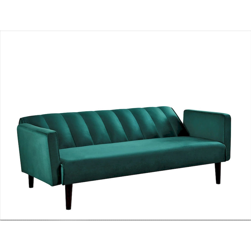 Canapé-lit convertible en velours | Capitonnage, pieds en bois | 2 places | 5 coloris