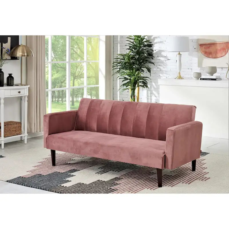 Canapé-lit convertible en velours | Capitonnage, pieds en bois | 2 places | 5 coloris