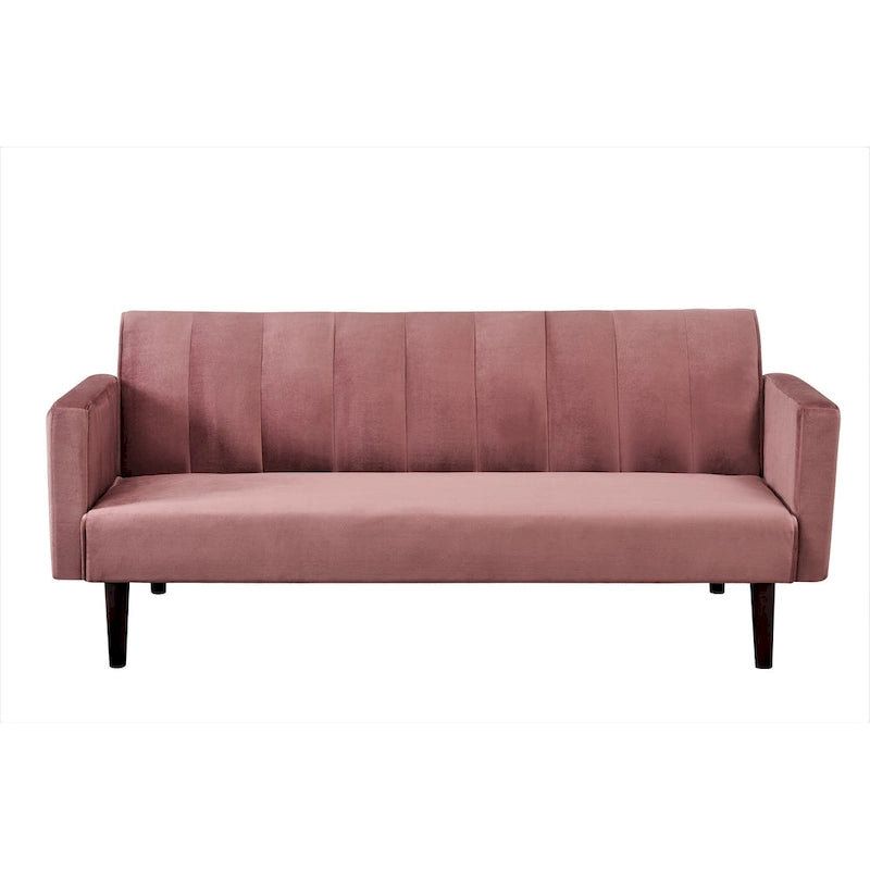 Canapé-lit convertible en velours | Capitonnage, pieds en bois | 2 places | 5 coloris