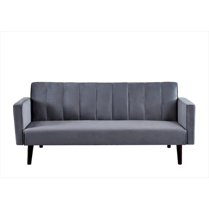 Canapé-lit convertible en velours | Capitonnage, pieds en bois | 2 places | 5 coloris