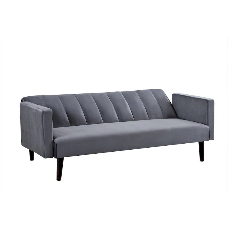 Canapé-lit convertible en velours | Capitonnage, pieds en bois | 2 places | 5 coloris