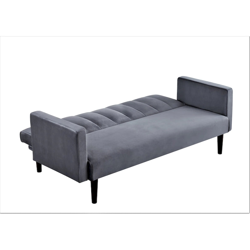 Canapé-lit convertible en velours | Capitonnage, pieds en bois | 2 places | 5 coloris