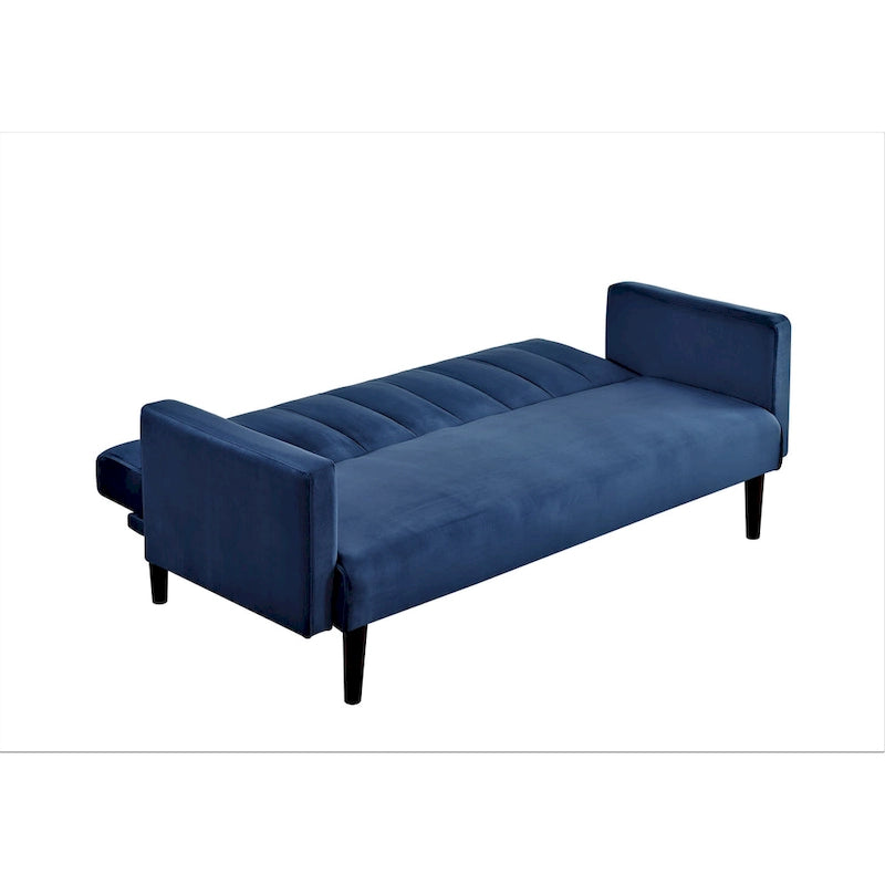 Canapé-lit convertible en velours | Capitonnage, pieds en bois | 2 places | 5 coloris