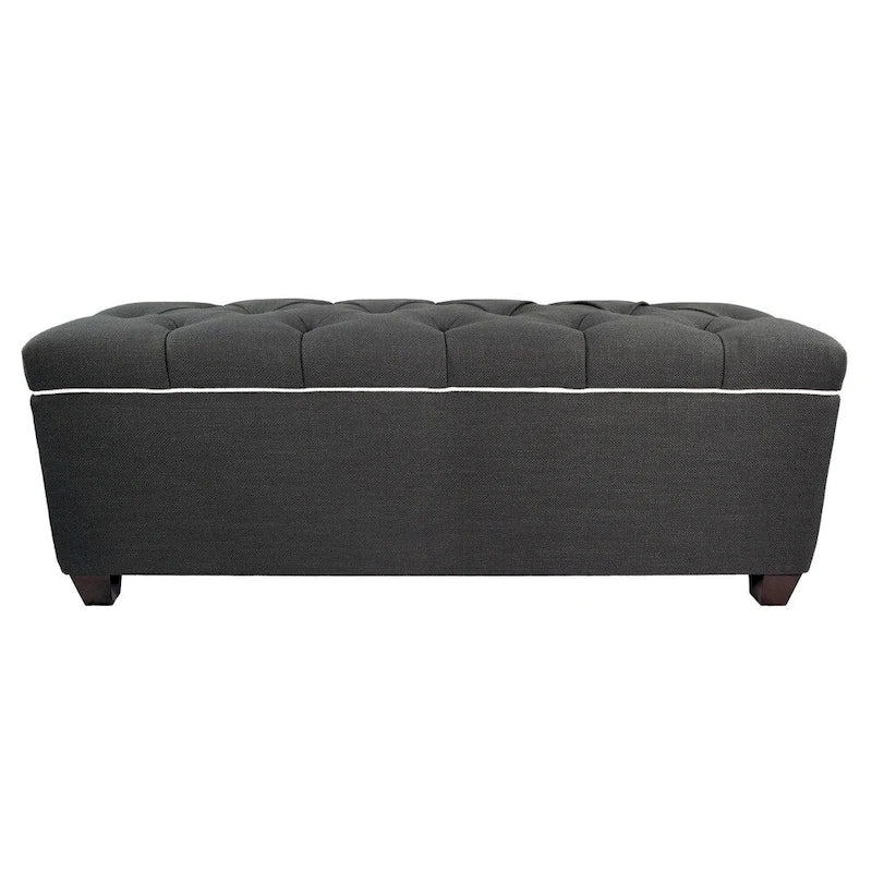 Banc de rangement gris capitonné pour chaussures, 2 places