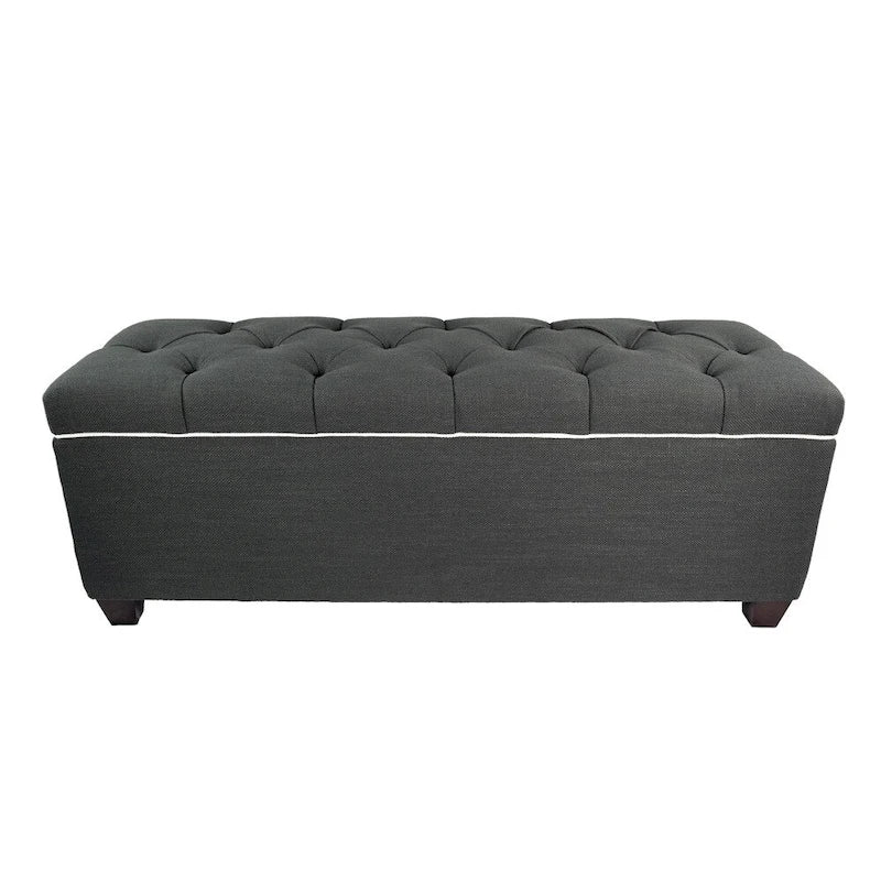 Banc de rangement gris capitonné pour chaussures, 2 places