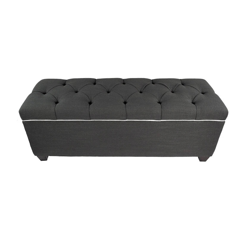 Banc de rangement gris capitonné pour chaussures, 2 places