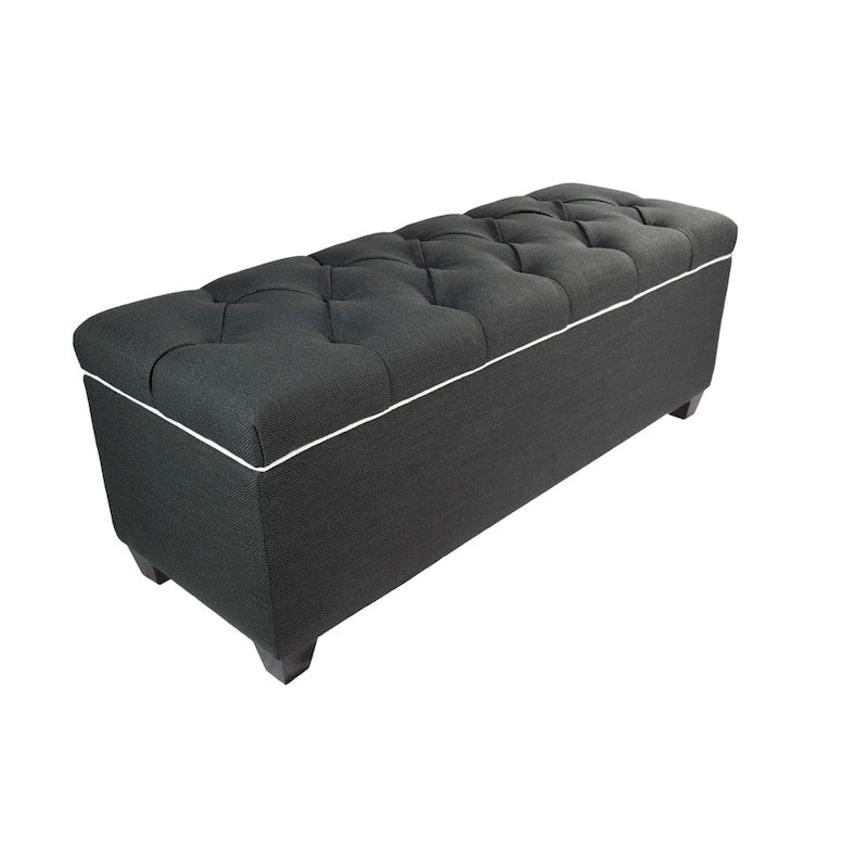 Banc de rangement gris capitonné pour chaussures, 2 places
