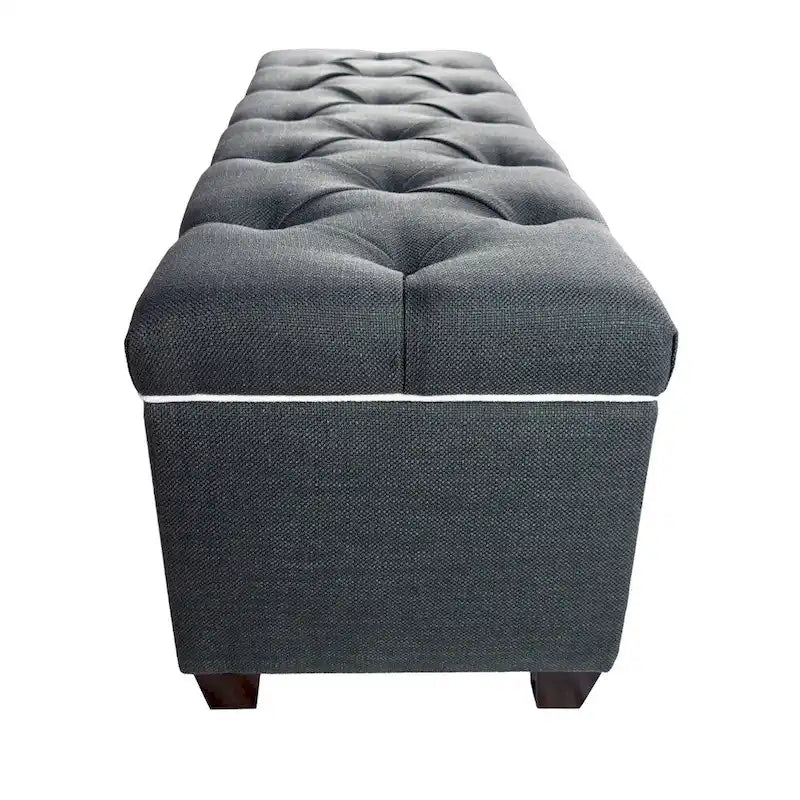 Banc de rangement gris capitonné pour chaussures, 2 places