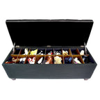 Banc de rangement gris capitonné pour chaussures, 2 places