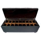 Banc de rangement gris capitonné pour chaussures, 2 places