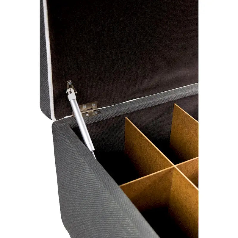 Banc de rangement gris capitonné pour chaussures, 2 places
