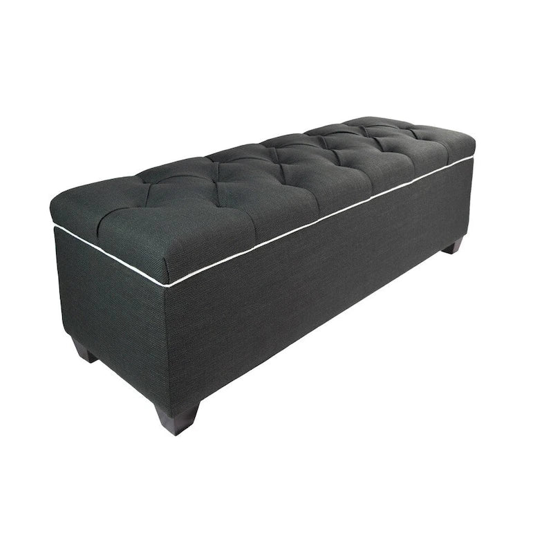 Banc de rangement gris capitonné pour chaussures, 2 places