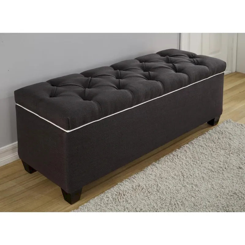 Banc de rangement gris capitonné pour chaussures, 2 places