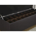 Banc de rangement gris capitonné pour chaussures, 2 places