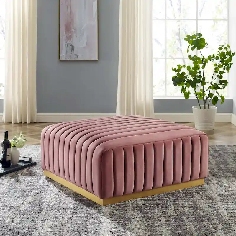 Banc capitonné en velours, base dorée, multicolore, 2-3 places