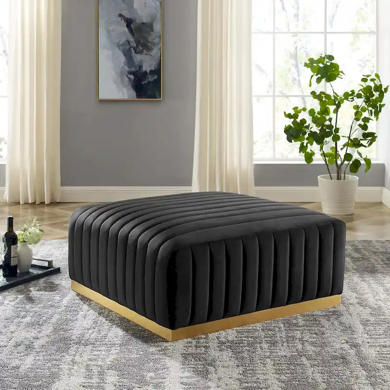 Banc capitonné en velours, base dorée, multicolore, 2-3 places