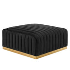 Banc capitonné en velours, base dorée, multicolore, 2-3 places