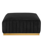 Banc capitonné en velours, base dorée, multicolore, 2-3 places