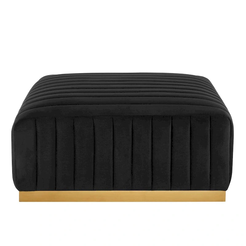Banc capitonné en velours, base dorée, multicolore, 2-3 places