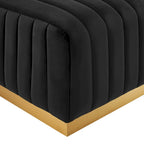 Banc capitonné en velours, base dorée, multicolore, 2-3 places