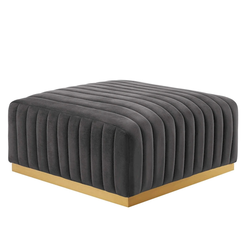 Banc capitonné en velours, base dorée, multicolore, 2-3 places