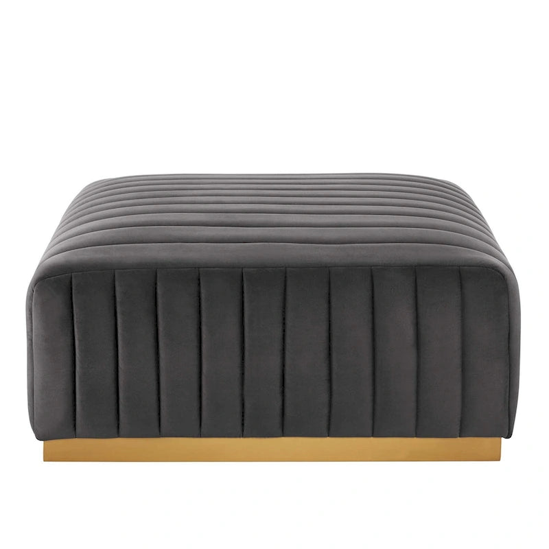 Banc capitonné en velours, base dorée, multicolore, 2-3 places