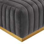 Banc capitonné en velours, base dorée, multicolore, 2-3 places