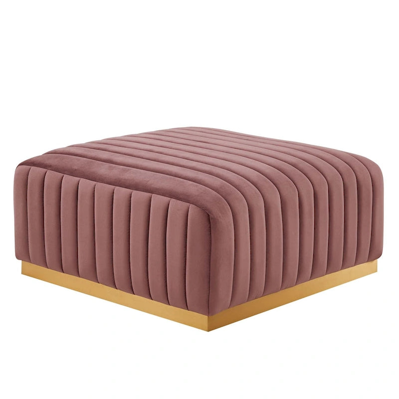 Banc capitonné en velours, base dorée, multicolore, 2-3 places