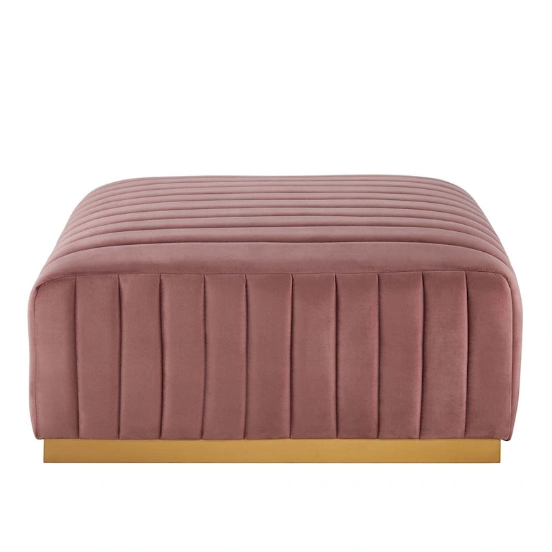 Banc capitonné en velours, base dorée, multicolore, 2-3 places