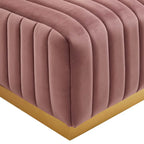 Banc capitonné en velours, base dorée, multicolore, 2-3 places