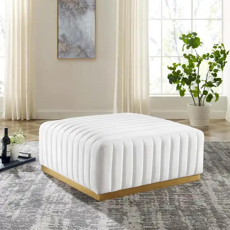 Banc capitonné en velours, base dorée, multicolore, 2-3 places