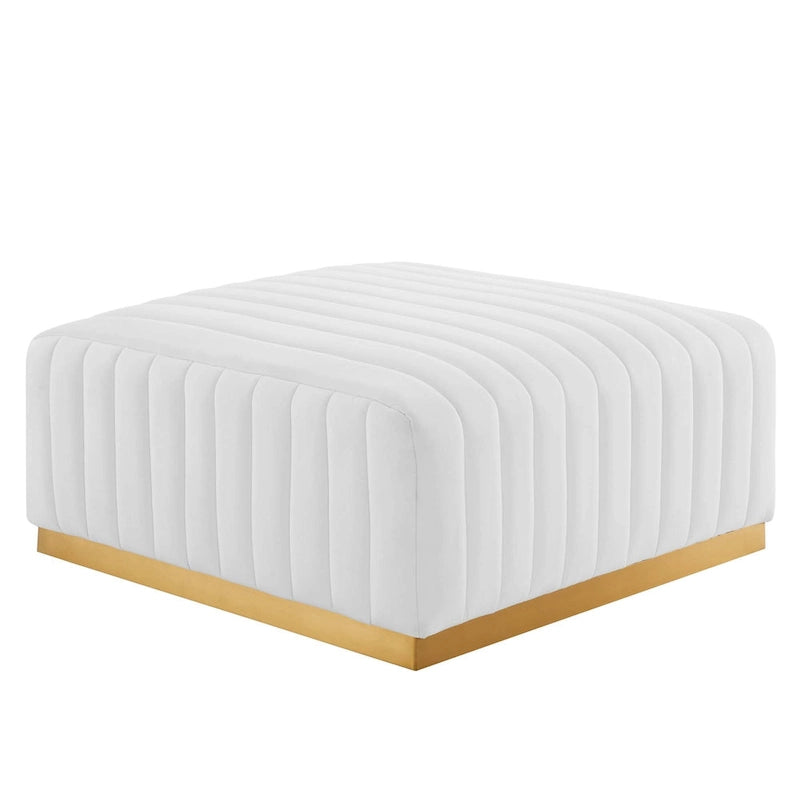Banc capitonné en velours, base dorée, multicolore, 2-3 places