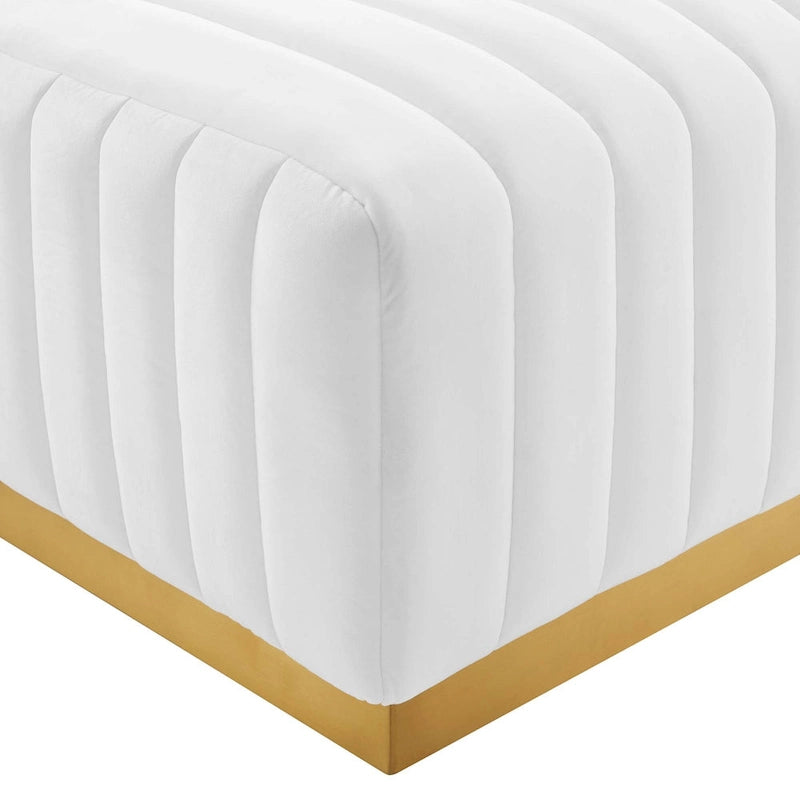 Banc capitonné en velours, base dorée, multicolore, 2-3 places