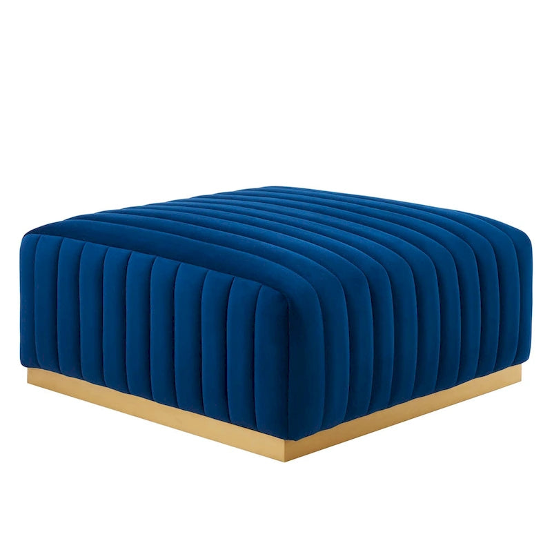 Banc capitonné en velours, base dorée, multicolore, 2-3 places