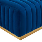 Banc capitonné en velours, base dorée, multicolore, 2-3 places