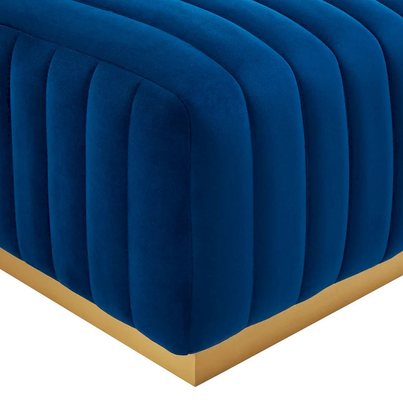 Banc capitonné en velours, base dorée, multicolore, 2-3 places