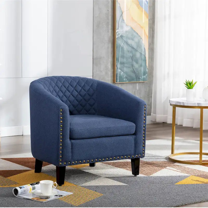 Fauteuil Club, Clous Décoratifs, Pieds en Bois Massif, 1 Place | Noir / Blanc / Bleu Marine / Café / Orange / Marron / Rouge