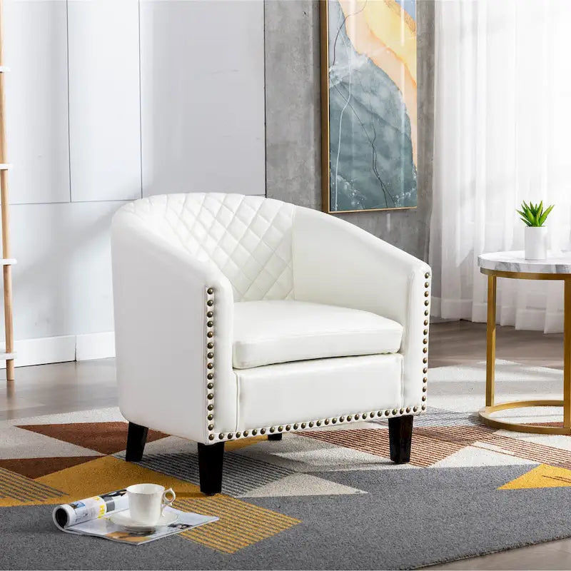 Fauteuil Club, Clous Décoratifs, Pieds en Bois Massif, 1 Place | Noir / Blanc / Bleu Marine / Café / Orange / Marron / Rouge